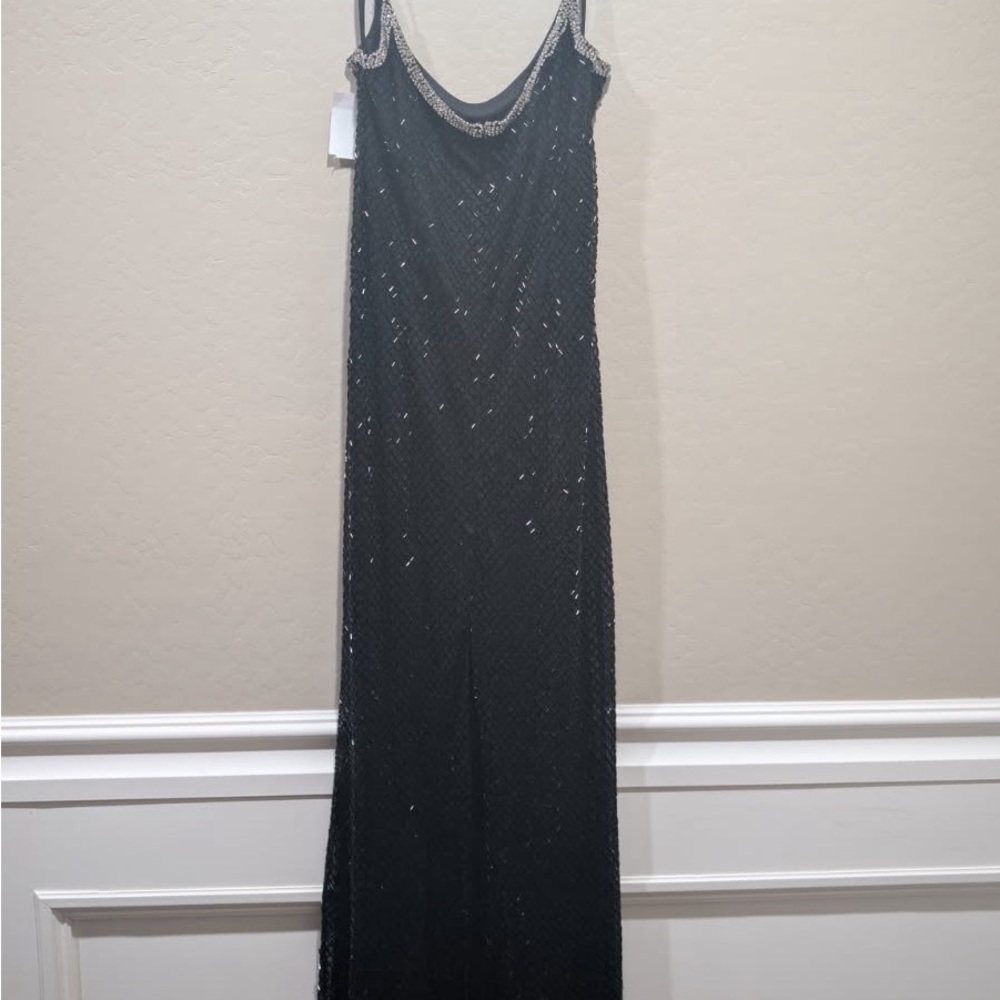 Mac Duggal Elegant hand made Black Sequin Maxi Dress